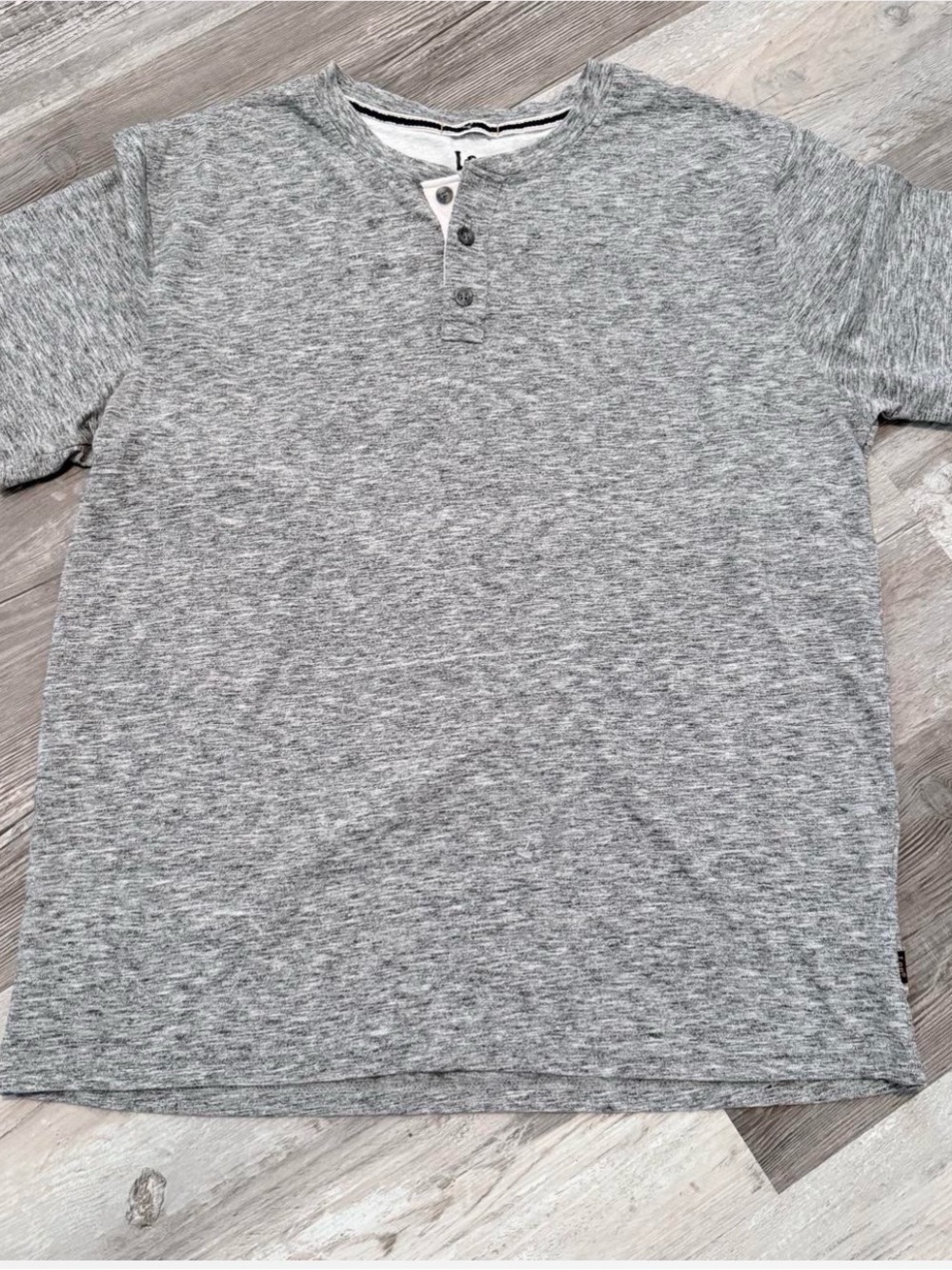 Men's Heather Gray Henley Short-Sleeve Shirt - Size XL